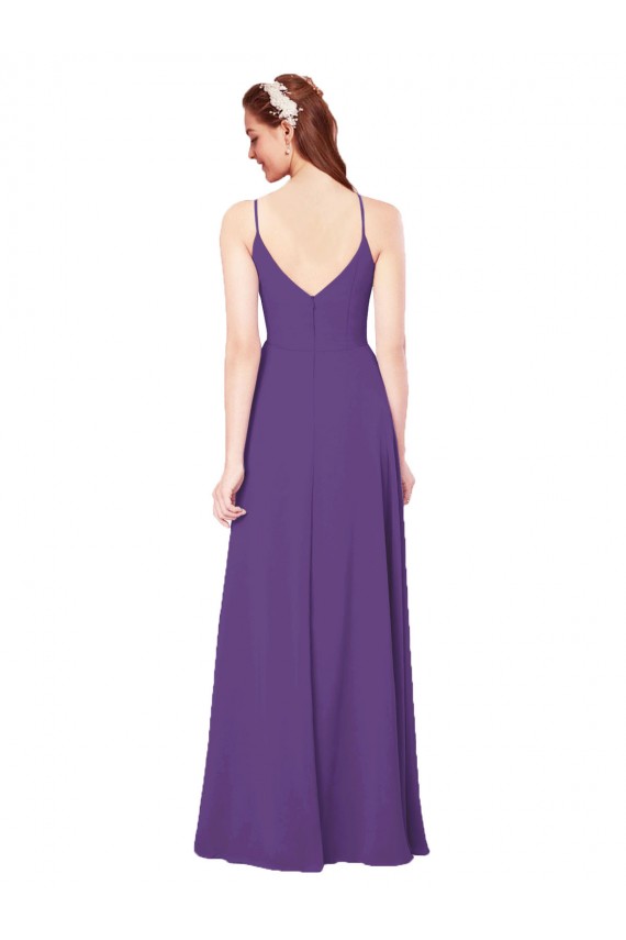 High Neck Long Soft Chiffon Plum Purple Sleeveless Bridesmaid Dress Victoria