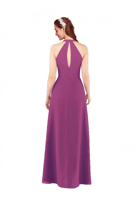 V-Neck Long Soft Chiffon Wild Berry Sleeveless Bridesmaid Dress Victoria