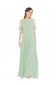 Off the Shoulder Long Soft Chiffon Sage Sleeveless Bridesmaid Dress Victoria