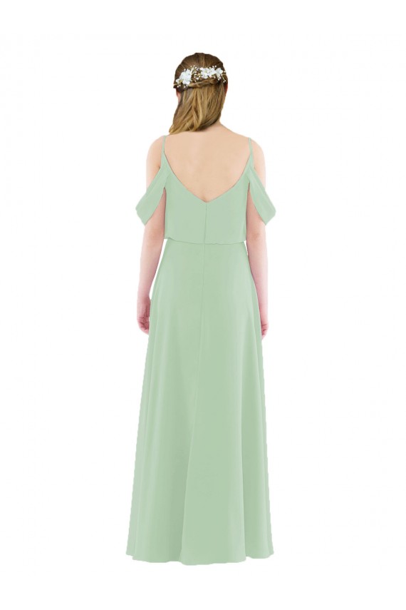 Off the Shoulder Long Soft Chiffon Sage Sleeveless Bridesmaid Dress Victoria