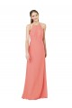 Halter Neck Long Soft Chiffon Desert Rose Sleeveless Bridesmaid Dress Victoria