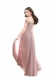 Off the Shoulder Long Soft Chiffon & Lace Pink Cap Sleeves Bridesmaid Dress Victoria