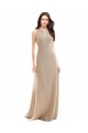 High Neck Long Soft Chiffon Champagne Sleeveless Bridesmaid Dress Victoria