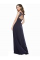 V-Neck Long Soft Chiffon & Lace Dark Navy Sleeveless Bridesmaid Dress Victoria
