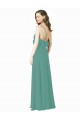 V-Neck Long Soft Chiffon Icelandic Silver Sleeveless Bridesmaid Gown Victoria