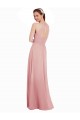 Halter Neck Long Soft Chiffon Bliss Pink A-Line Sleeveless Bridesmaid Dress Victoria