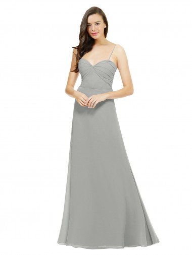 Sweetheart Long Chiffon Silver Sleeveless Bridesmaid Dress Victoria