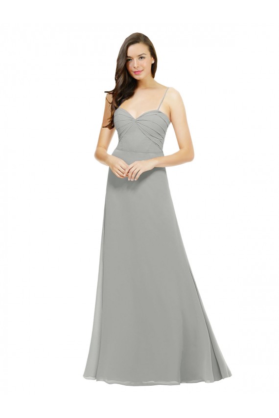 Sweetheart Long Chiffon Silver Sleeveless Bridesmaid Dress Victoria