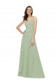 V-Neck Long Soft Chiffon Smoke Green Sleeveless Bridesmaid Dress Victoria