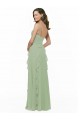 V-Neck Long Soft Chiffon Smoke Green Sleeveless Bridesmaid Dress Victoria