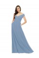 Off the Shoulder Long Chiffon Dusty Blue Sleeveless Bridesmaid Dress / Evening Gowns Victoria