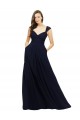 Sweetheart Long Chiffon Dark Navy Sleeveless Bridesmaid Gowns Victoria