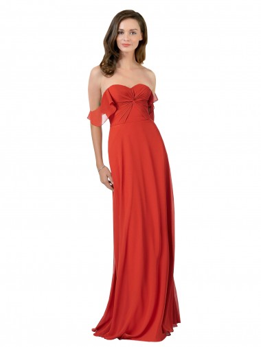 Strapless Long Soft Chiffon Red Sleeveless Bridesmaid Dress Victoria