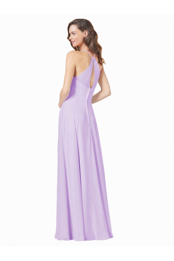 Square Neck Long Soft Chiffon Lilac Sleeveless Bridesmaid Gown Victoria