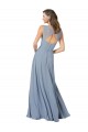 V-Neck Long Soft Chiffon Dusty Blue Sleeveless Formal Dress / Bridesmaid Dress Victoria