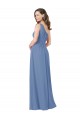 One Shoulder Long Soft Chiffon Windsor Blue Sleeveless Bridesmaid Dress Victoria
