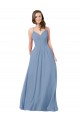 V-Neck Long Chiffon Dusty Blue Sleeveless Bridesmaid Dress / Evening Dress Victoria