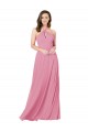 Halter Neck Long Soft Chiffon Skin Pink Sleeveless Prom Dress / Bridesmaid Dress Victoria