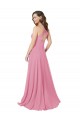 Halter Neck Long Soft Chiffon Skin Pink Sleeveless Prom Dress / Bridesmaid Dress Victoria