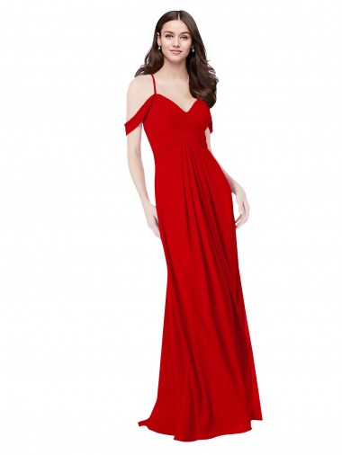Sweetheart Long Soft Chiffon Dark Red Sleeveless Bridesmaid Dress Victoria