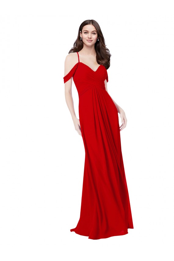 Sweetheart Long Soft Chiffon Dark Red Sleeveless Bridesmaid Dress Victoria