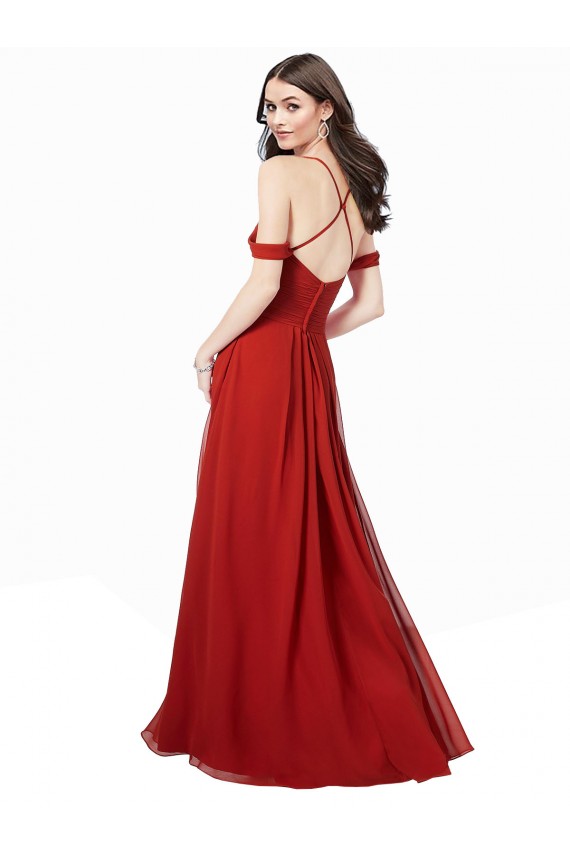 Sweetheart Long Soft Chiffon Dark Red Sleeveless Bridesmaid Dress Victoria