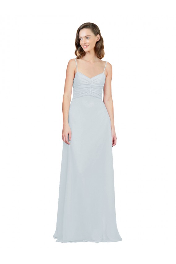 Spaghetti Straps Long Soft Chiffon Frost Sleeveless Bridesmaid Dress Victoria