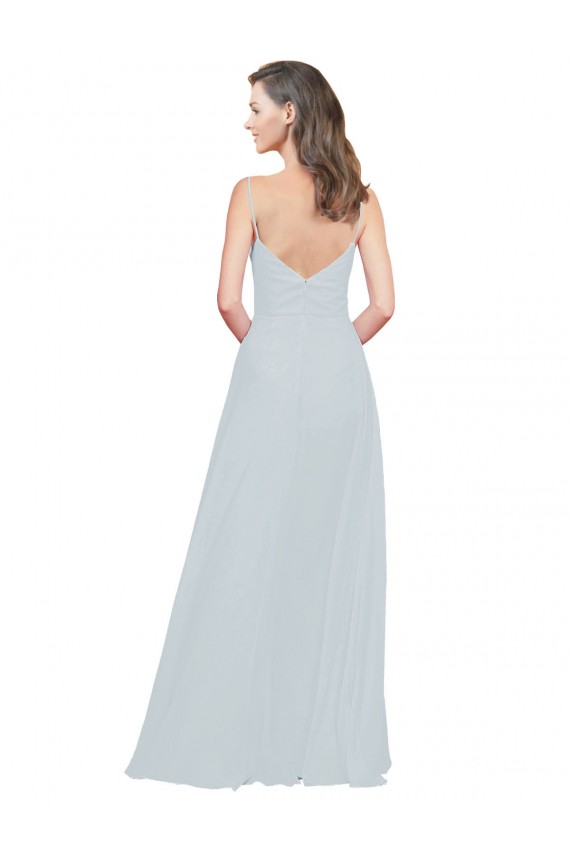 Spaghetti Straps Long Soft Chiffon Frost Sleeveless Bridesmaid Dress Victoria