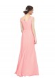 V-Neck Long Soft Chiffon Salmon Sleeveless Bridesmaid Dress Victoria