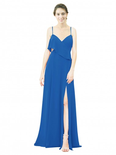 Spaghetti Straps Long Soft Chiffon Royalty Sleeveless Bridesmaid Dress Victoria
