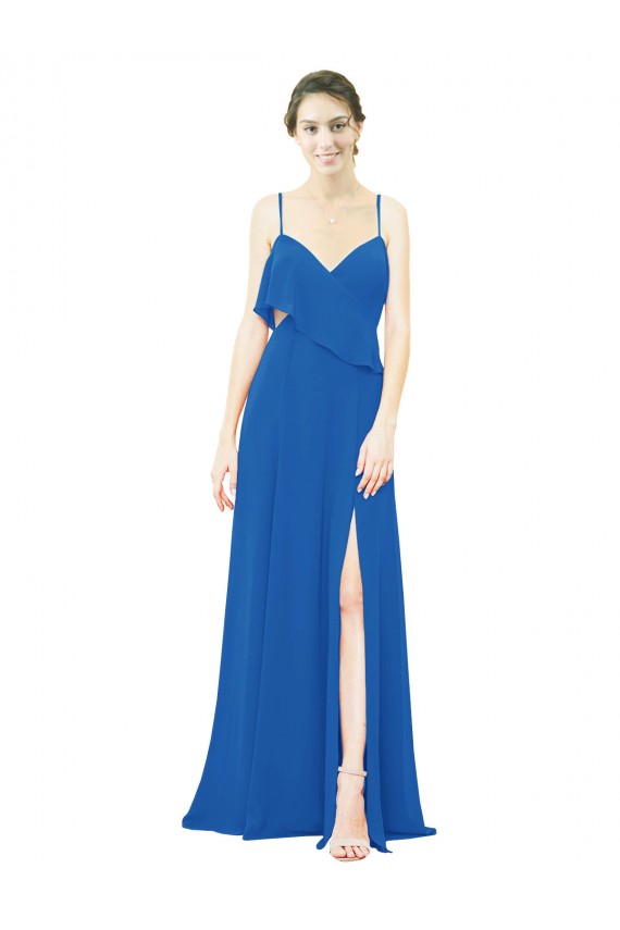 Spaghetti Straps Long Soft Chiffon Royalty Sleeveless Bridesmaid Dress Victoria