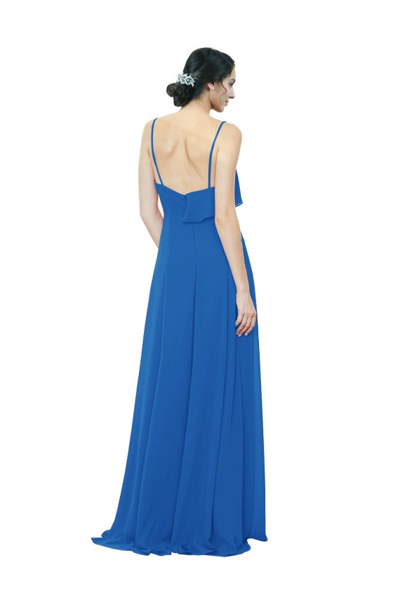 Spaghetti Straps Long Soft Chiffon Royalty Sleeveless Bridesmaid Dress Victoria