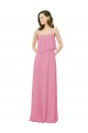 Spaghetti Straps Long Soft Chiffon Skin Pink Sleeveless Bridesmaid Dress Victoria