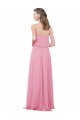 Spaghetti Straps Long Soft Chiffon Skin Pink Sleeveless Bridesmaid Dress Victoria