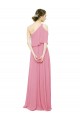 One Shoulder Long Soft Chiffon Skin Pink Sleeveless Bridal Party Dress Victoria