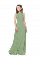 High Neck Long Soft Chiffon Seagrass Sleeveless Bridesmaid Dress Victoria