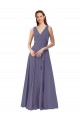V-Neck Long Soft Chiffon Silver Stone Sleeveless Bridesmaid Dress Victoria