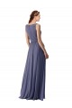 V-Neck Long Soft Chiffon Silver Stone Sleeveless Bridesmaid Dress Victoria
