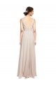 V-Neck Long Soft Chiffon Cream Pink Sleeveless Formal Dress / Bridesmaid Dress Victoria