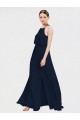 Halter Neck Long Floor Length Chiffon Dark Navy Sleeveless Formal Dress / Bridesmaid Dress Victoria