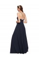 V-Neck Long Soft Chiffon Dark Navy Sleeveless Bridesmaid Dresses Victoria