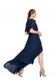 V-Neck Long Soft Chiffon Dark Navy Flutter Sleeves Bridesmaid Dress / Formal Dress Victoria