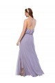Halter Neck Long Chiffon Dark Navy Sleeveless Bridesmaid Dress / Evening Dress Victoria