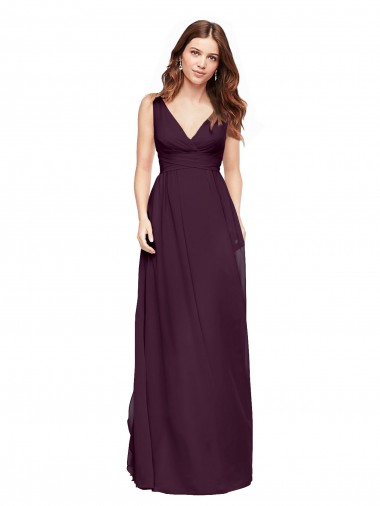 V-Neck Long Chiffon Grape Sleeveless Evening Gowns / Bridesmaid Dresses Victoria