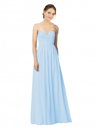 Strapless Long Soft Chiffon Light Sky Blue Sleeveless Formal Dress / Bridesmaid Dress Victoria