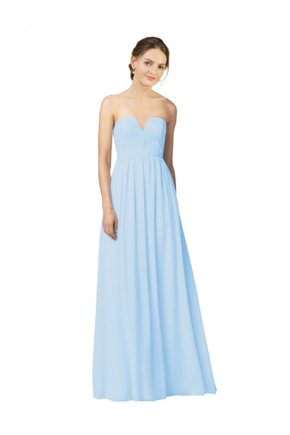 Strapless Long Soft Chiffon Light Sky Blue Sleeveless Formal Dress / Bridesmaid Dress Victoria