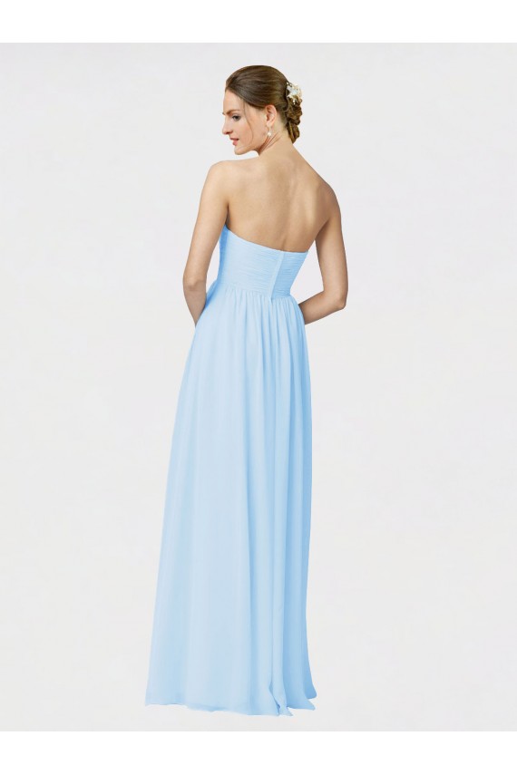 Strapless Long Soft Chiffon Light Sky Blue Sleeveless Formal Dress / Bridesmaid Dress Victoria