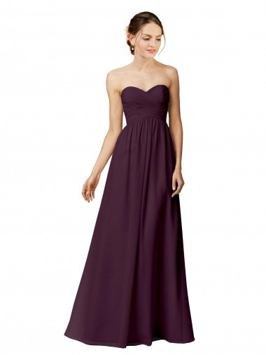 Strapless Long Chiffon Grape Sleeveless Bridesmaid Dress / Evening Dress Victoria