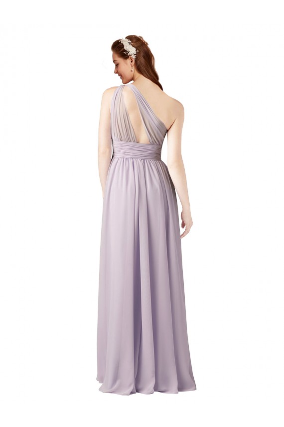 One Shoulder Long Floor Length Chiffon Grape Sleeveless Bridesmaid Dress Victoria