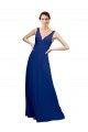 V-Neck Long Floor Length Chiffon Royal Blue Sleeveless Bridesmaid Dress Victoria